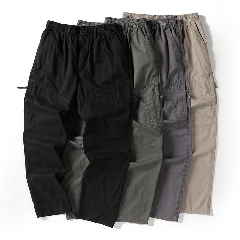 Men's Wide Utility Cargo Pants with Straight Leg, Multiple Pockets & Loose Fit Chichicherry