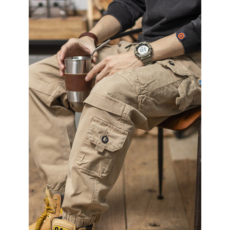 Herren Utility-Cargohose mit Kordelzug, elastischem Saum und Mehrfach-Taschen Chichicherry