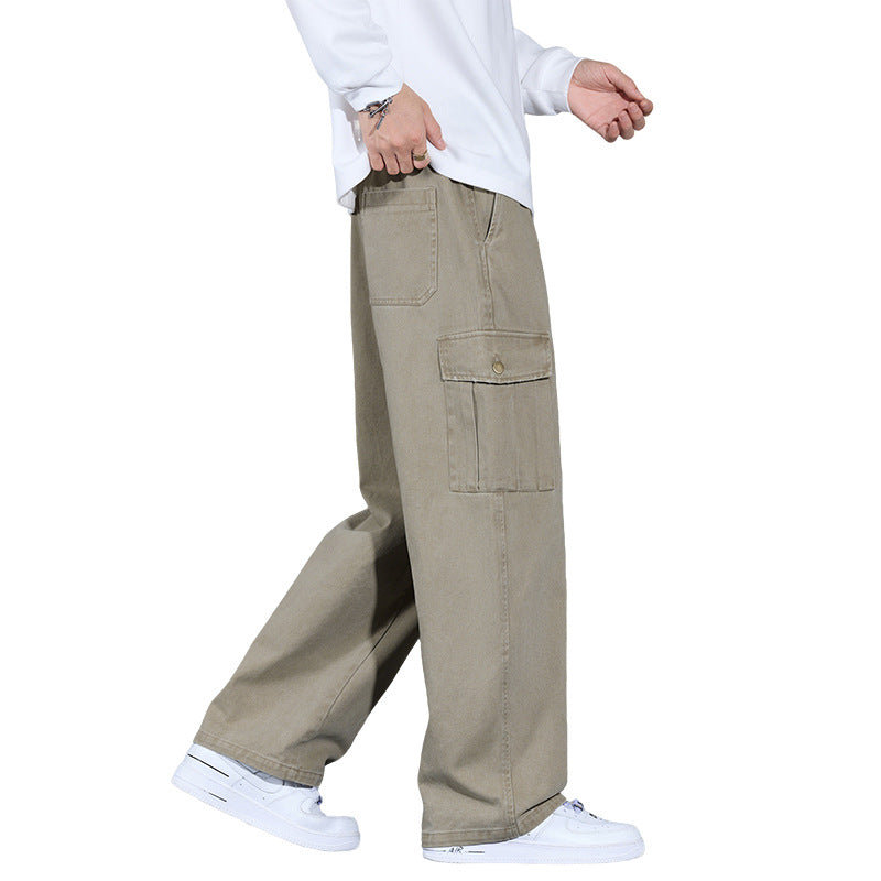 Men's cargo pants in loose relaxed fit with drawstring waistband and multiple pockets Chichicherry