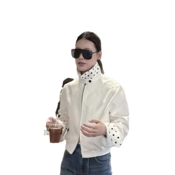 Women's lightweight bomber jacket with stand-up collar and dotted lining Chichicherry