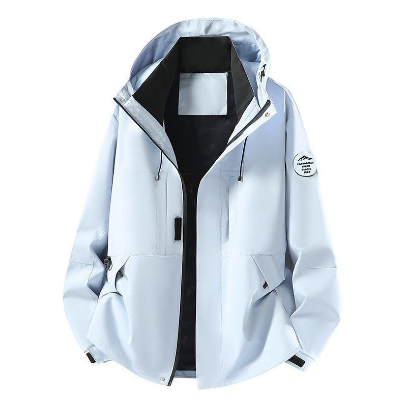 Men's Technical Softshell Hooded Jacket with concealed front zipper and multifunction pockets Chichicherry