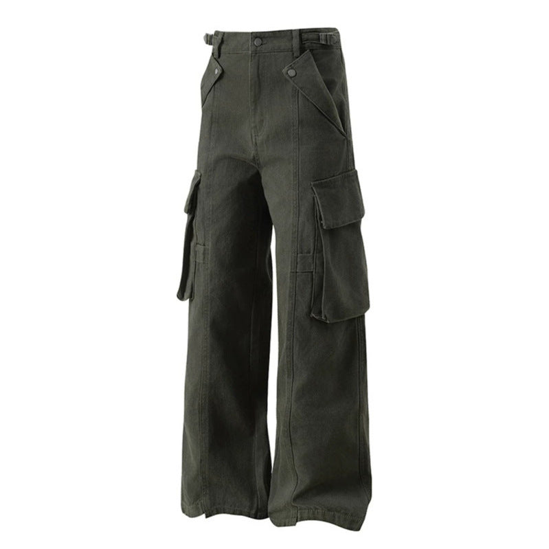 Women's high-waisted wide Cargo culotte pants with multi pockets and adjustable waistband Chichicherry