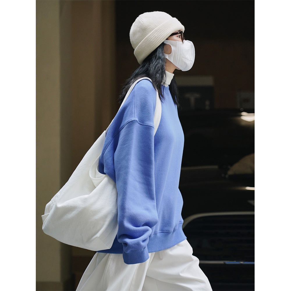 Women's Loose Oversized Sweatshirt with Drop Shoulder and Ribbed Hem Chichicherry