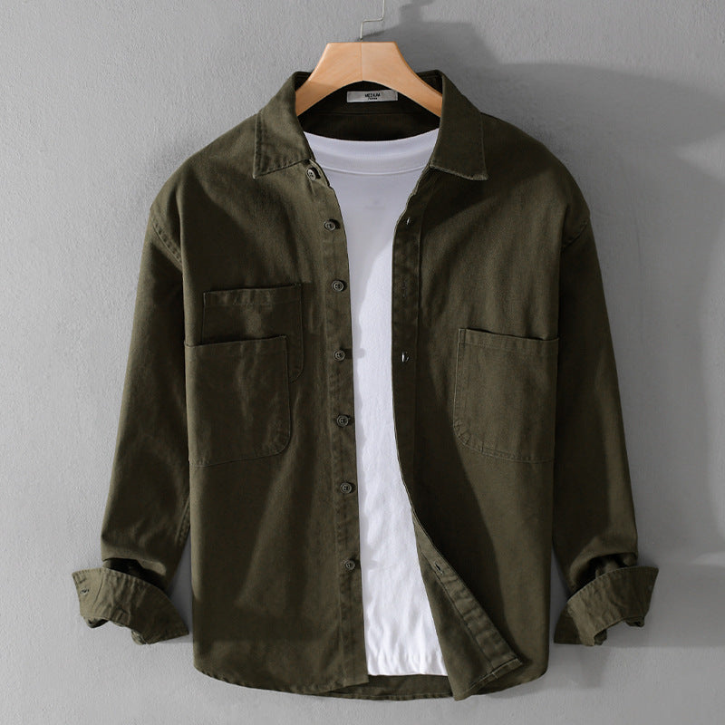Men's utility overshirt made of cotton twill with double chest pockets and casual fit Chichicherry