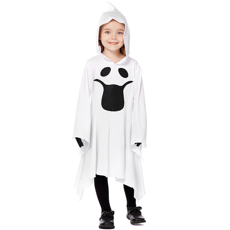 Ladies Ghost Costume with Hood and Wide Flared Sleeves Chichicherry