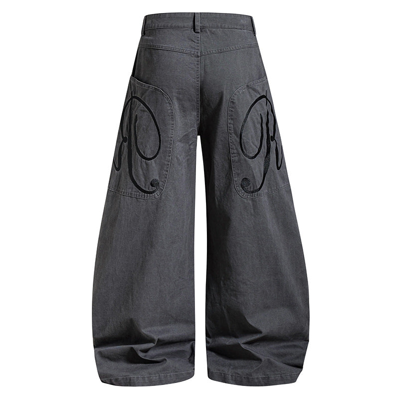 Women wide High-Waist Culotte Jeans with Baggy silhouette and Cargo details Chichicherry