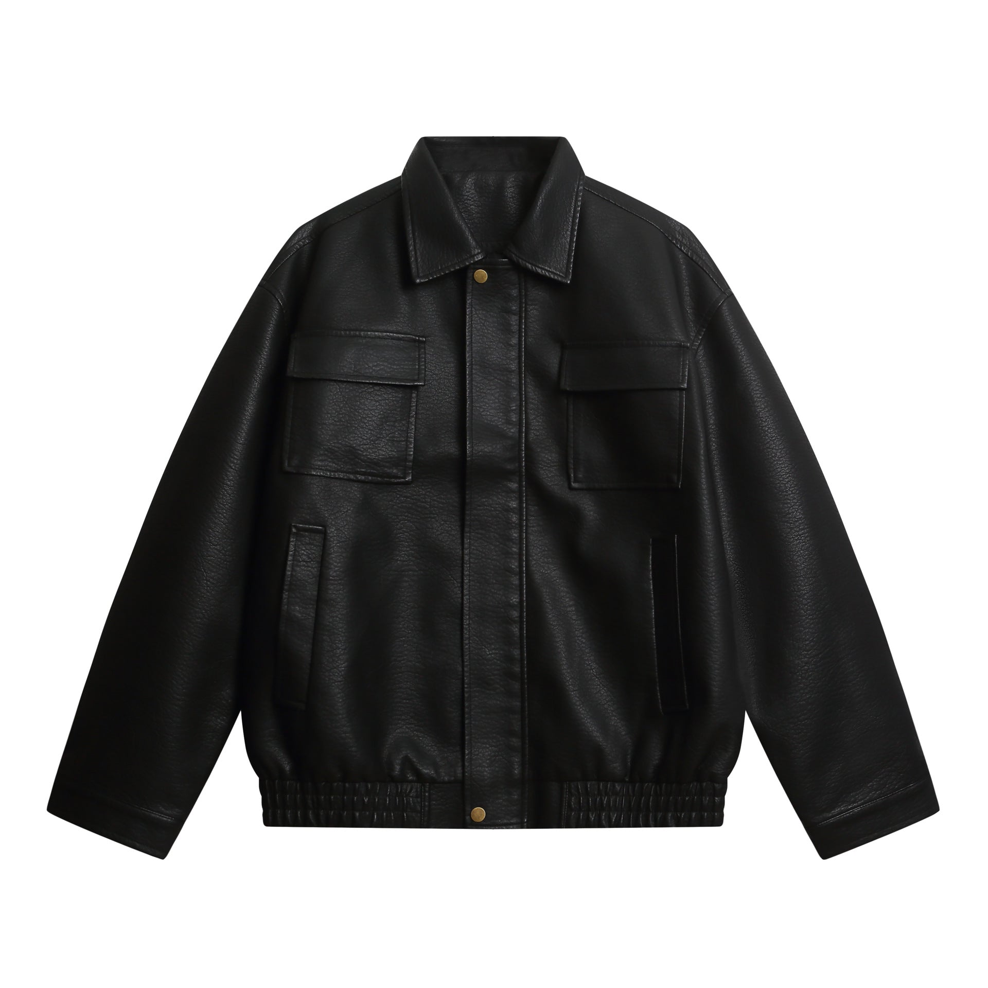 Women's short faux leather jacket in oversized look with flap pockets Chichicherry