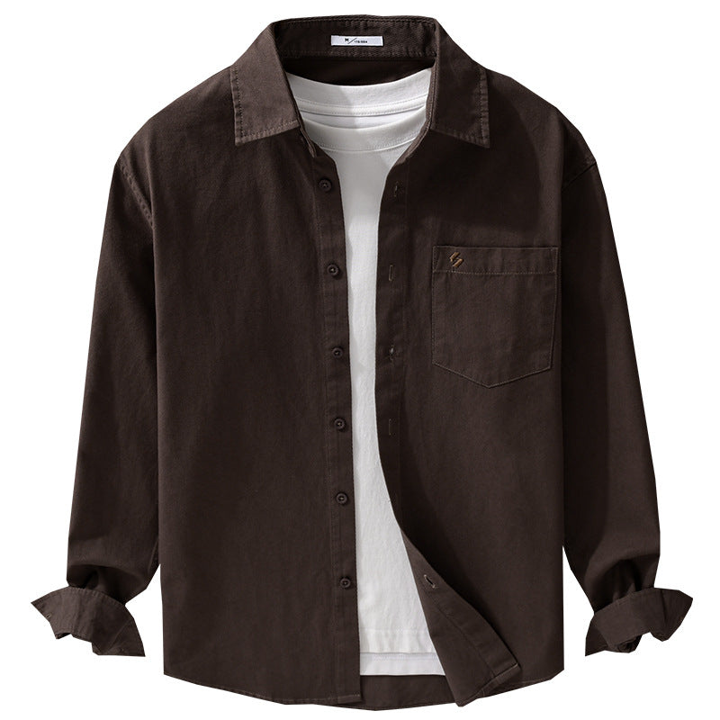 Men's shirt jacket-overshirt made of soft cotton twill in layering look with a patch chest pocket Chichicherry