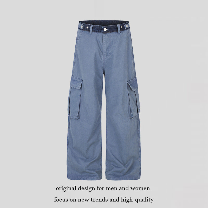 Women's Wide Cargo Palazzo Pants with Large Flap Pockets and High Waist Chichicherry