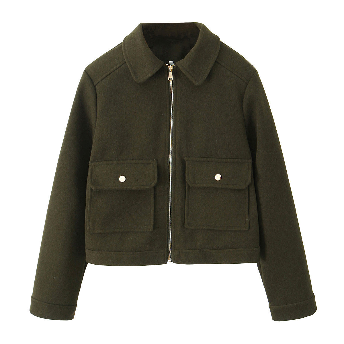 Women's short jacket in boxy cut with zipper, patch pockets and shirt collar Chichicherry