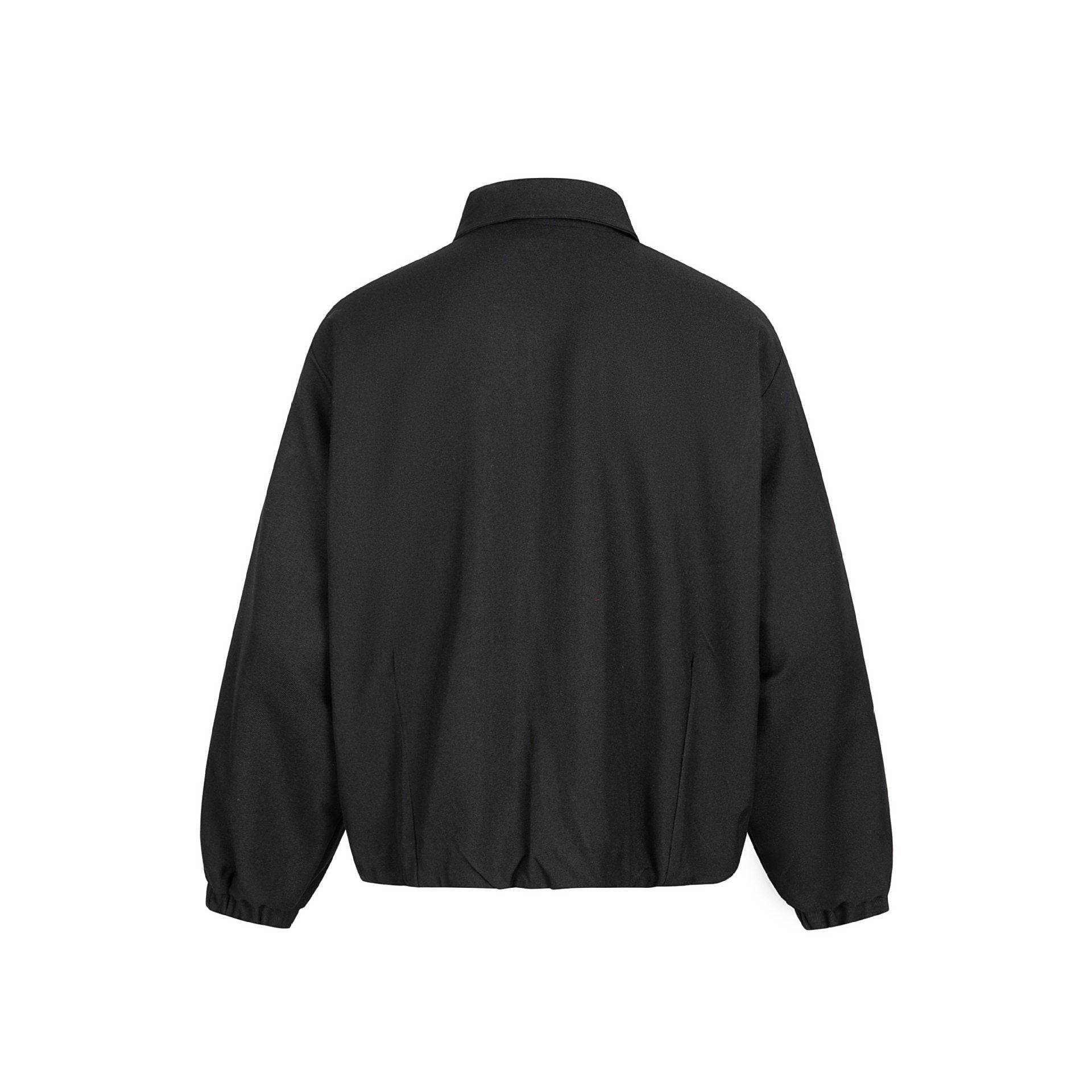 Unisex Boxy-Short Jacket with Shirt Collar, Two-Way Metal Zipper, and Elastic Hem Chichicherry