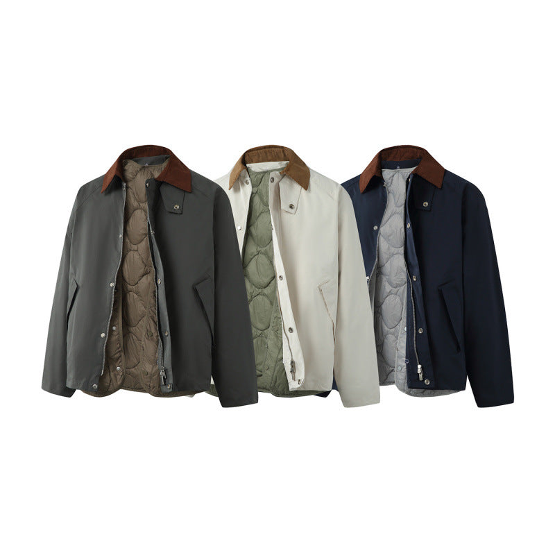 Men's Boxy Field Jacket with detachable padded inner vest and cord collar Chichicherry