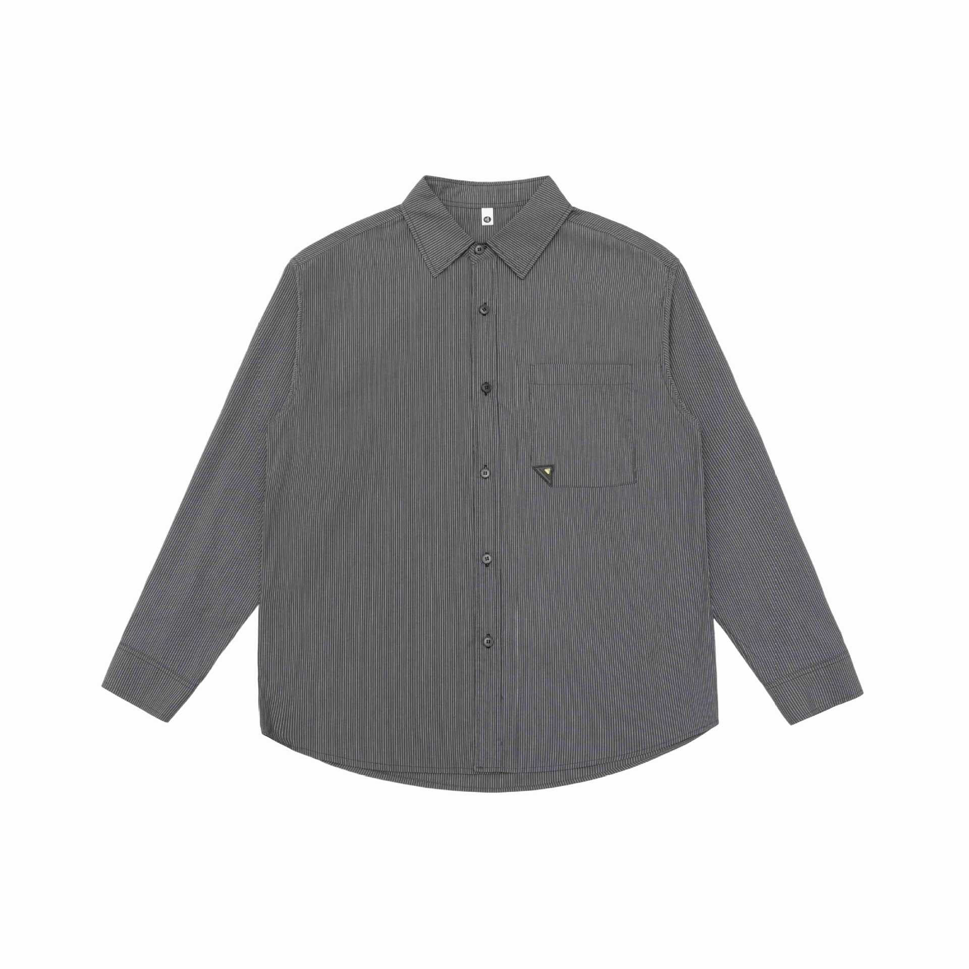 Men's Loose Striped Cotton Shirt with Chest Pocket and Kent Collar Chichicherry