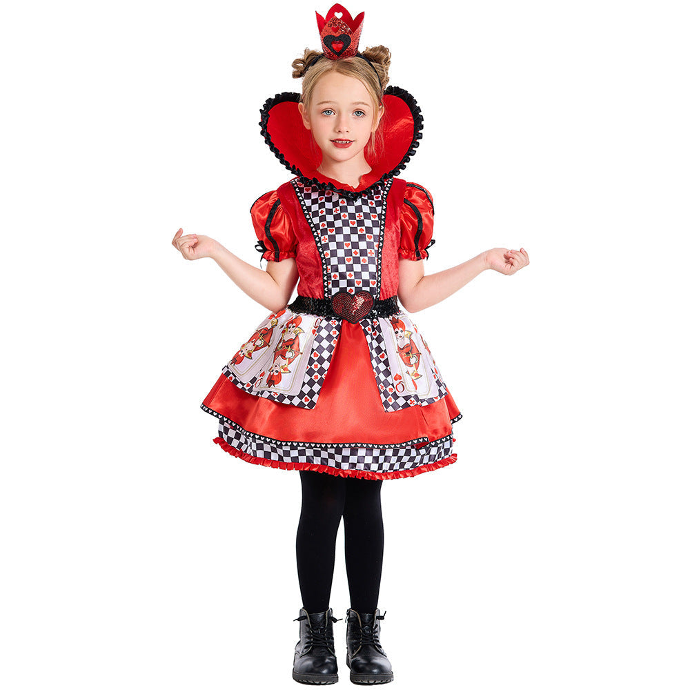 Girls Fairytale Heart Lady Costume with Crown and Tulle Skirt Chichicherry