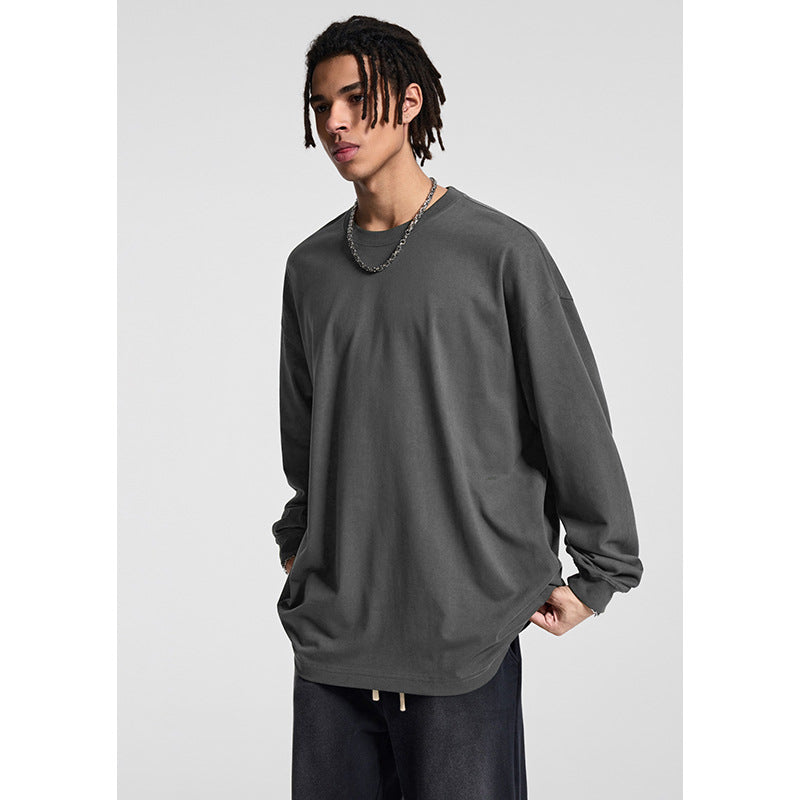 Men's Oversize Long Sleeve Shirt with Dropped Shoulder and Round Neck Chichicherry
