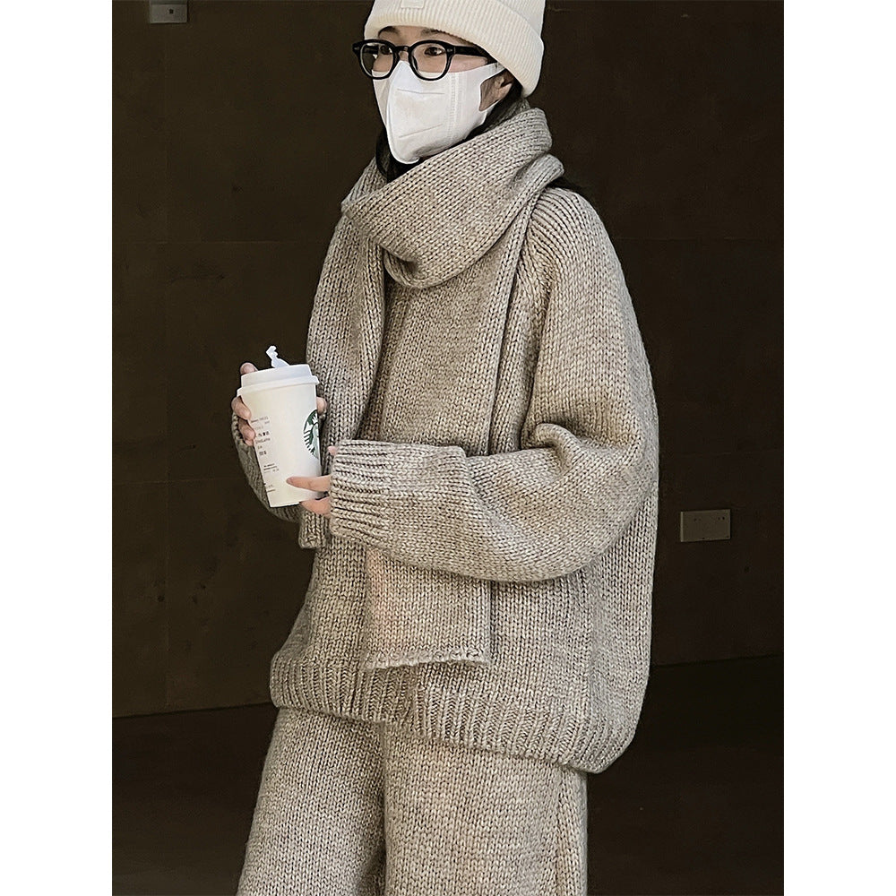 Women Relaxed Chunky Knit Raglan Sweater with Wide Hem and Ribbed Finish Chichicherry