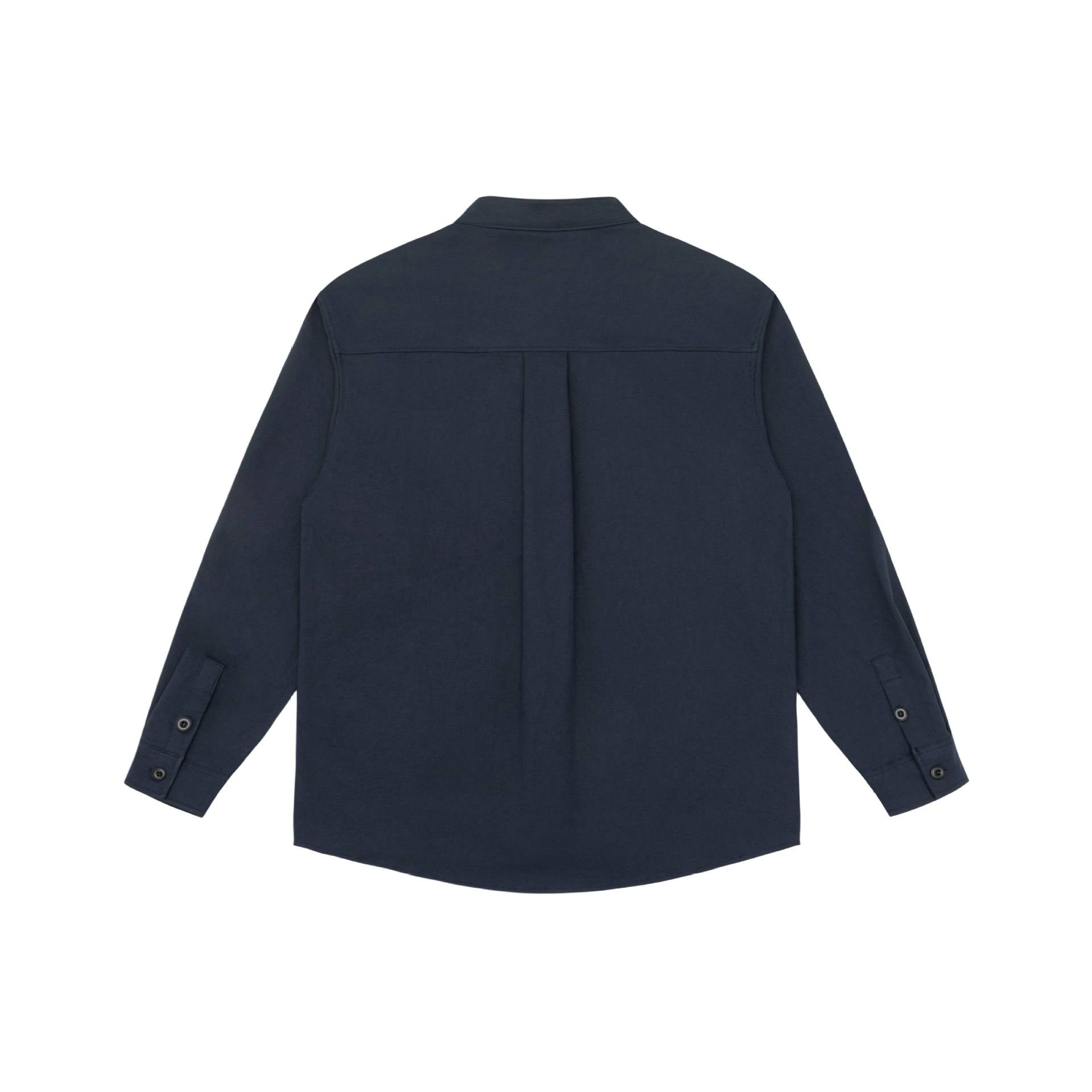Unisex shirt jacket with stand-up collar, concealed button placket, and patch breast pockets Chichicherry