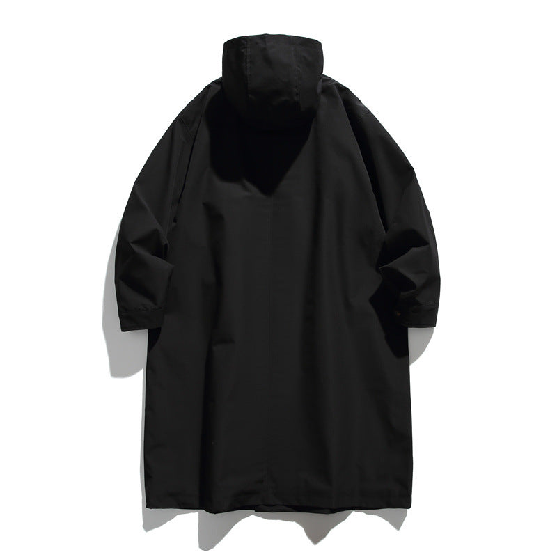 Unisex Longer waterproof oversized coat with hood and patch pockets Chichicherry