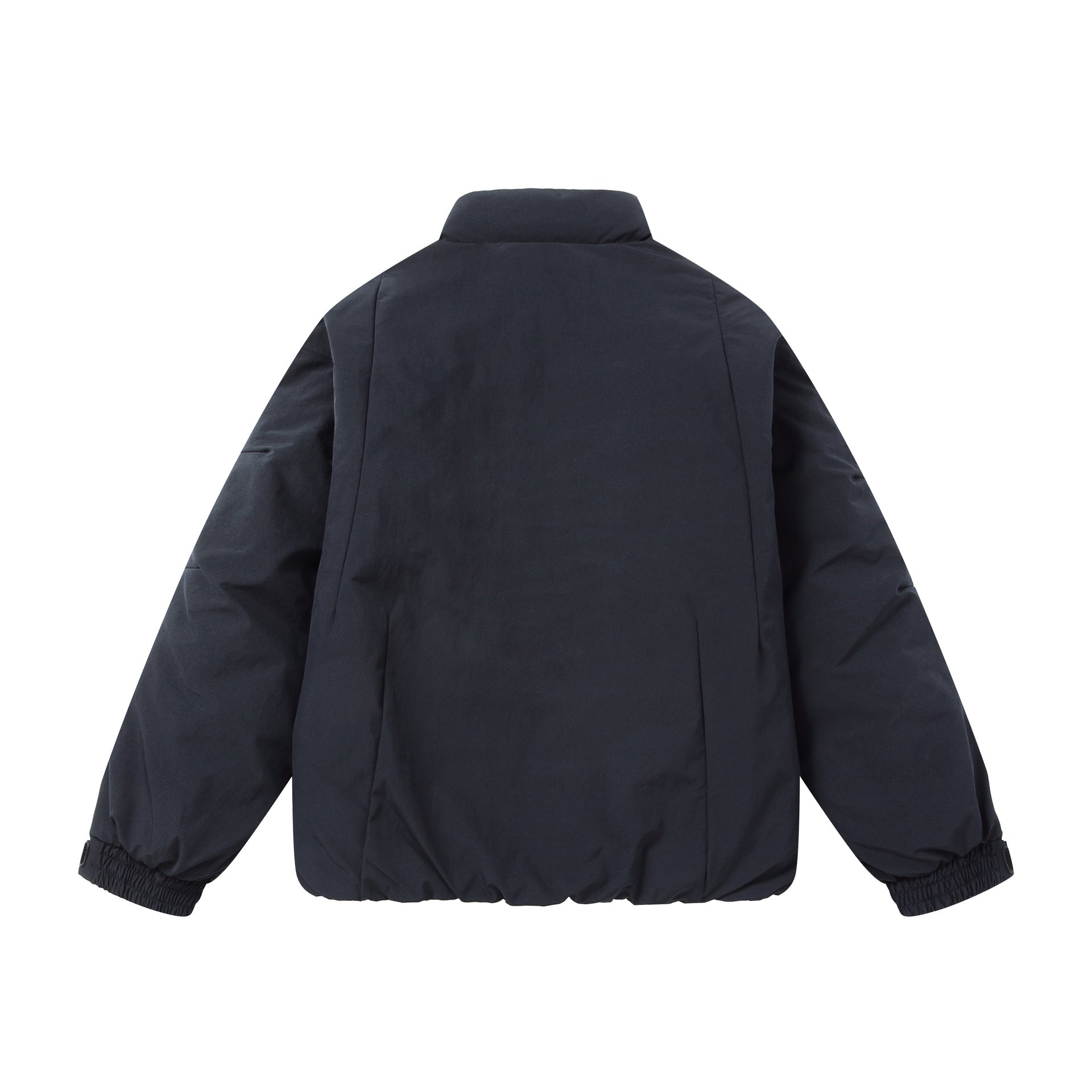 Men's short puffer jacket with protective stand-up collar, concealed zipper, and elastic hem Chichicherry