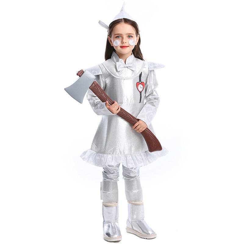 Girl costume as Silver Lumberjack with detailed accessories Chichicherry