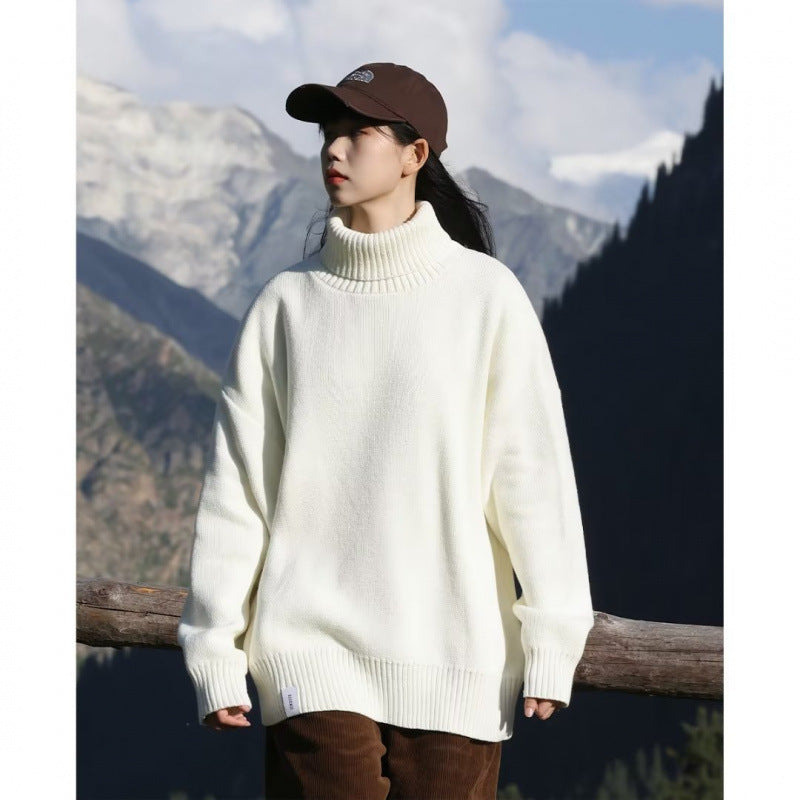 Damen Oversize-Rollkragenpullover aus weichem Baumwollmix mit gerippten Bündchen und verlängertem Saum Chichicherry