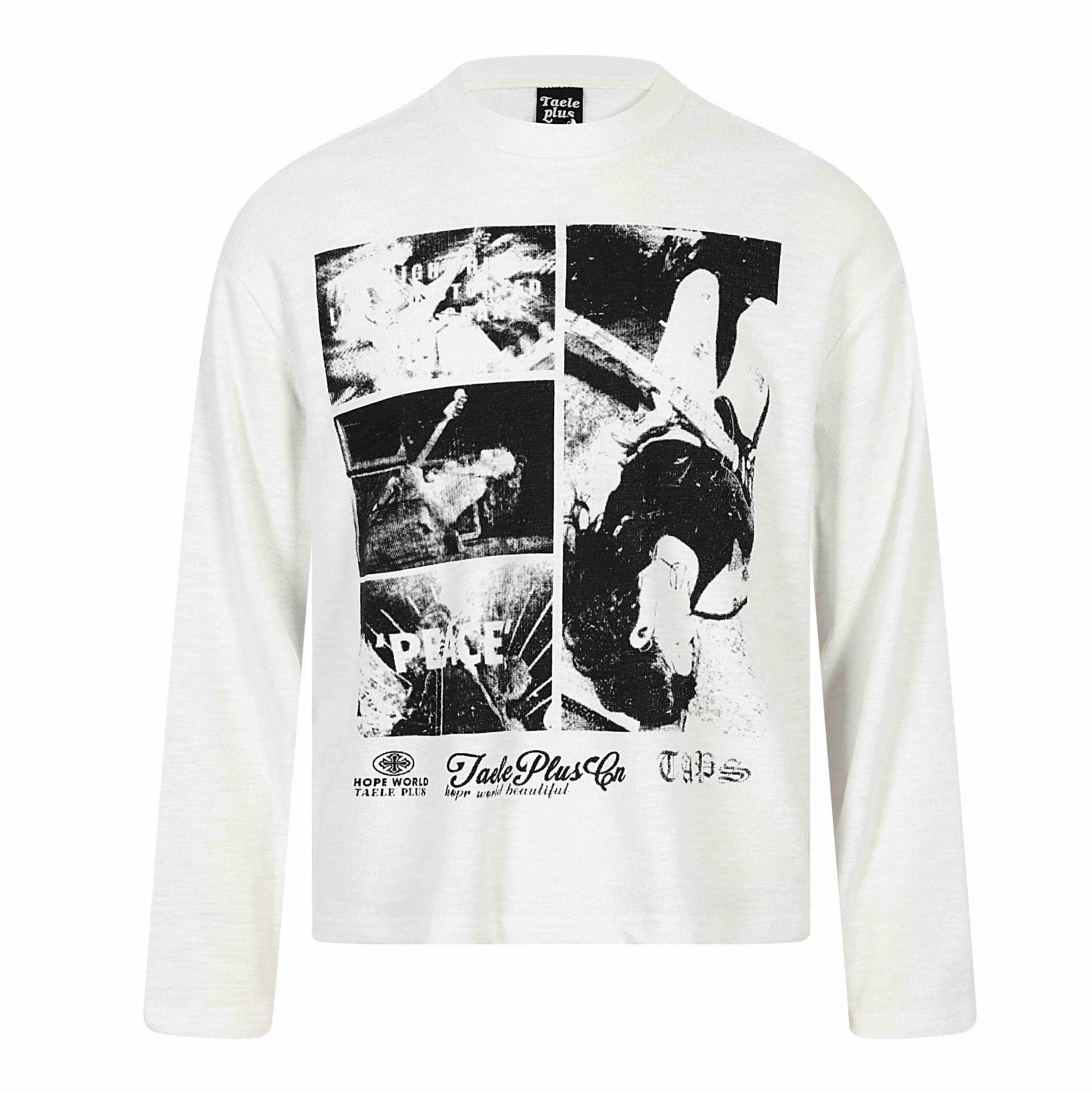 Unisex Long Sleeve Oversized Sweatshirt with Collage Photo Print and Soft Round Neck Chichicherry