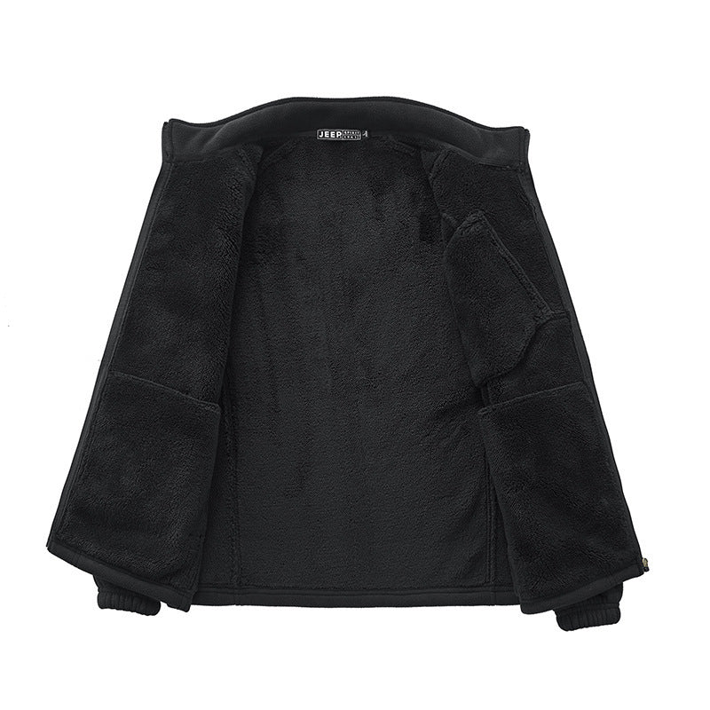 Men's thermal fleece jacket with Sherpa lining, stand-up collar and zippered pockets Chichicherry