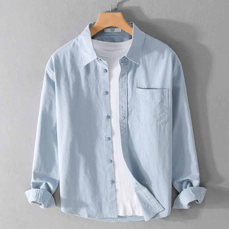 Men's Layered-Look Shirt Jacket made of Cotton Blend with Kent Collar and Chest Pocket Chichicherry