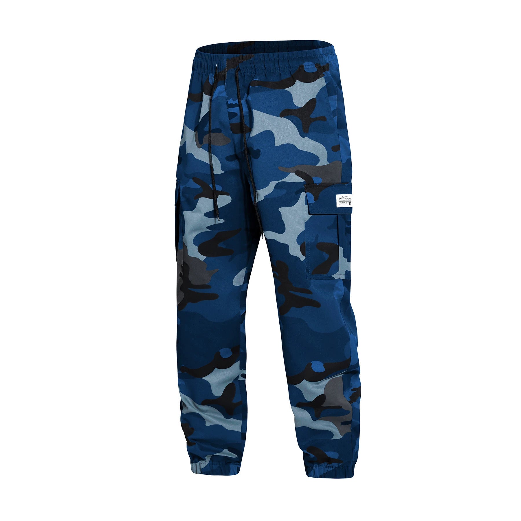 Men's cargo pants in jogger style with camouflage, drawstring waistband & elastic ankle cuffs Chichicherry