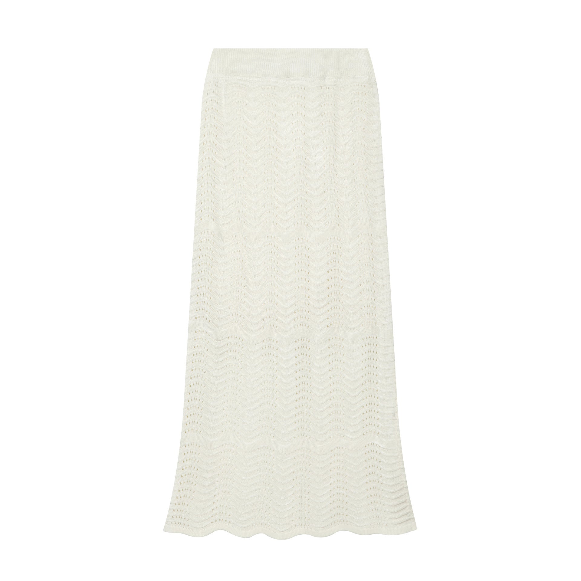 Women Two-Piece Crocheted Knit Set with V-Neck and Midi Skirt Chichicherry
