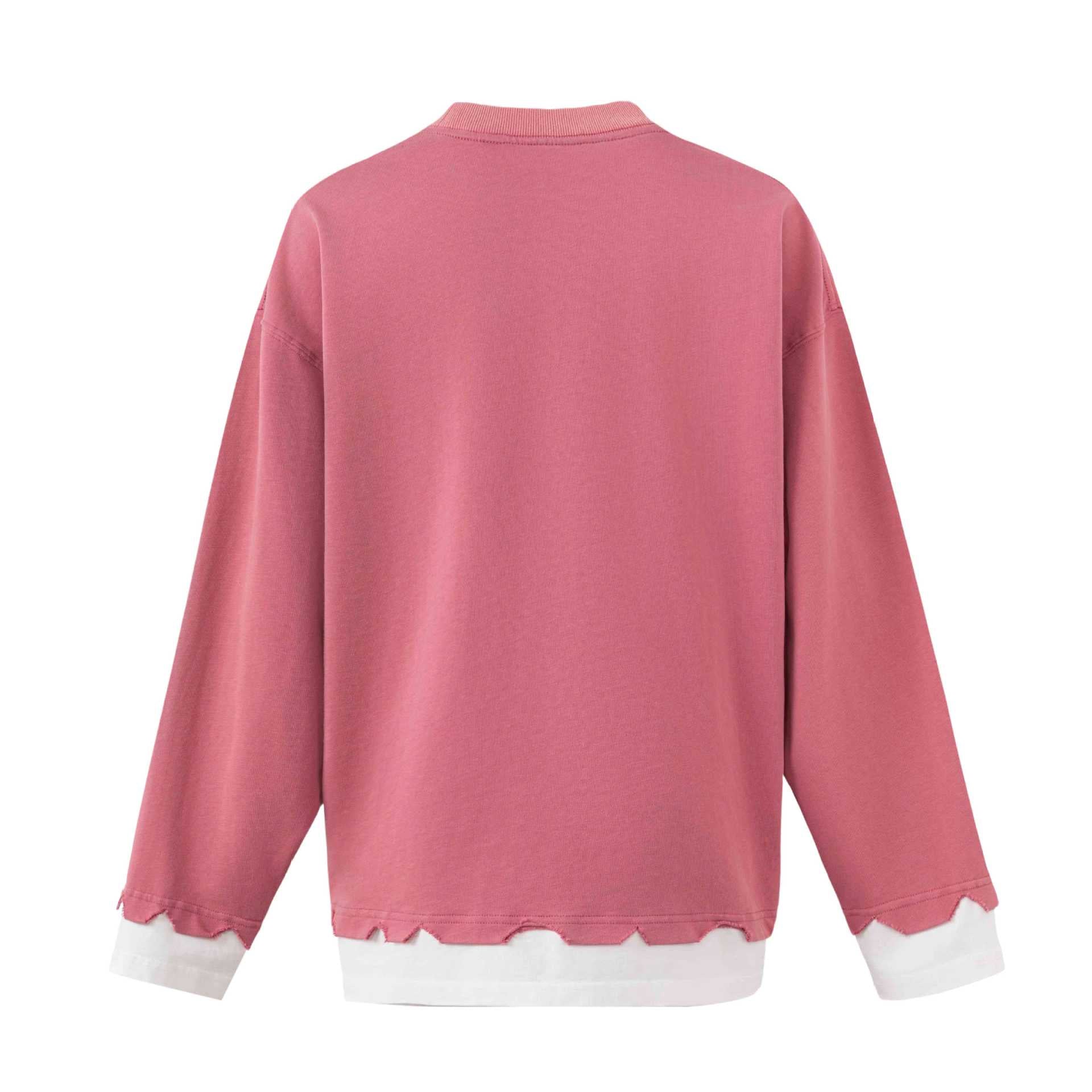 Women's Oversize Sweatshirt with Graffiti Print, Wavy Hem and Layered Look Chichicherry