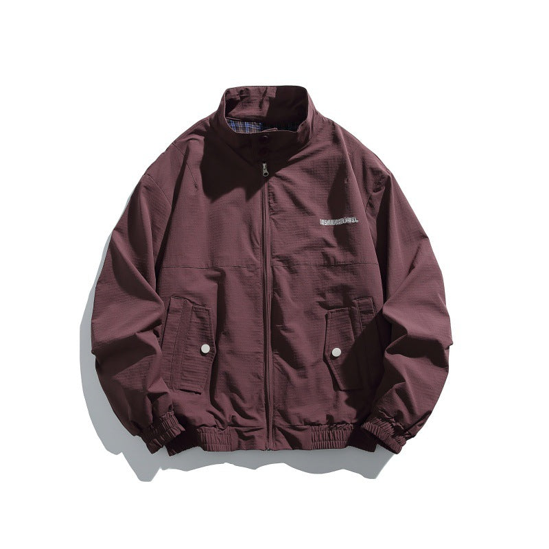 Men's Casual Boxy Blouson made of structured microfiber with stand-up collar, zipper and patched flap pockets Chichicherry