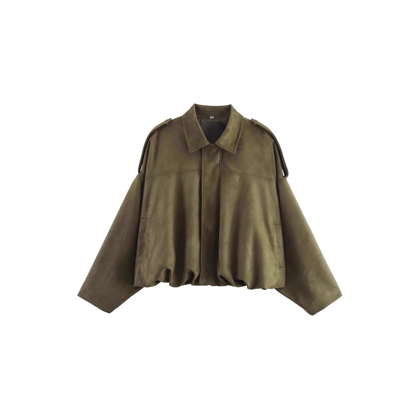 Women’s Oversized Cropped Jacket with Balloon Hem and Shoulder Cutouts Chichicherry