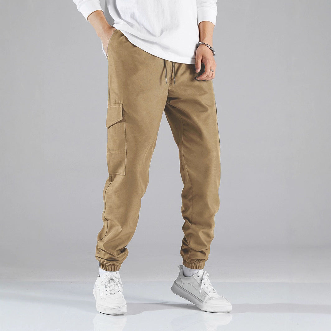 Men's Technical Cargo Jogging Pants in Utility Style with Flap Pockets & Elastic Cuffs Chichicherry