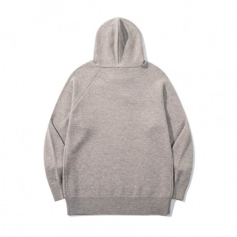 Unisex Oversize Knit Hoodie with Raglan Sleeves and Ribbed Cuffs Chichicherry
