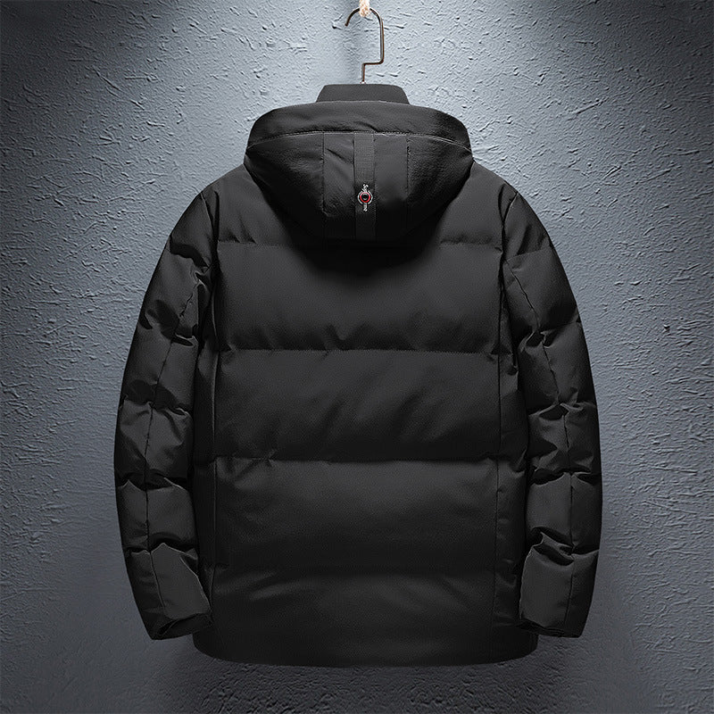 Men's Padded Short Parka with Hood, Water-Repellent Surface and Utility Pockets Chichicherry