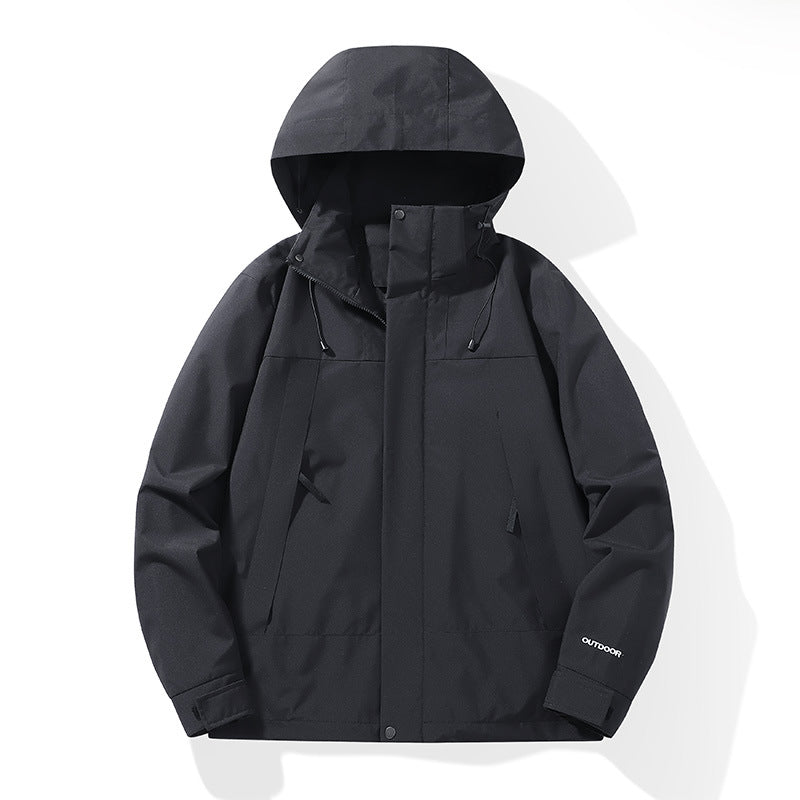 Men's Weatherproof Shell Parka with Adjustable Hood and Concealed Zippers Chichicherry