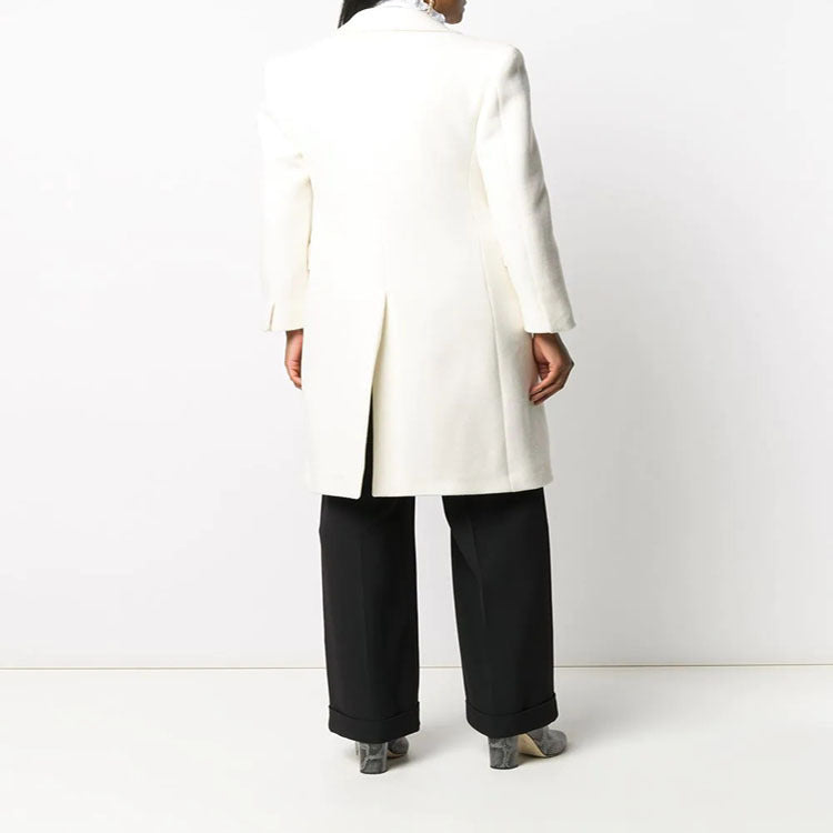 Women Clean-Cut Long Coat with Slightly Dropped Lapels and Clear Tailoring Silhouette Chichicherry