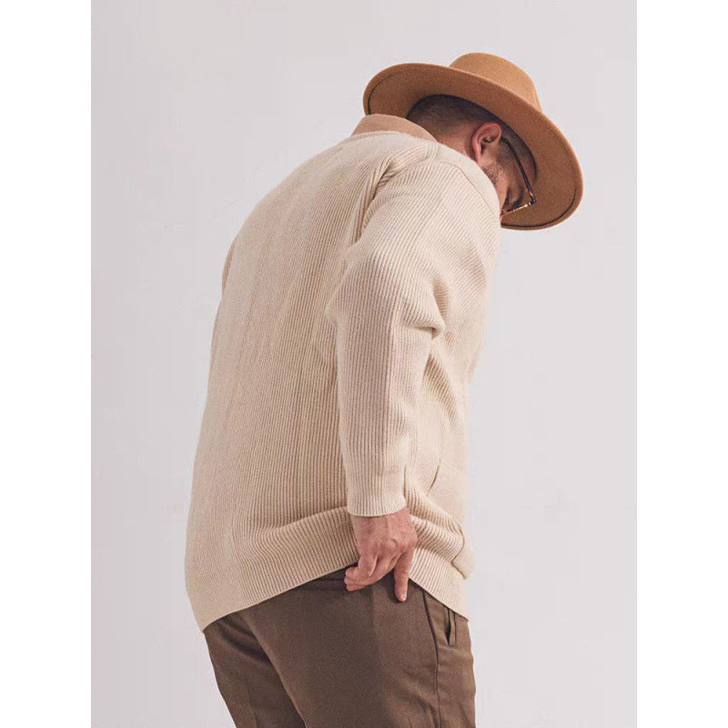 Unisex Oversized Boxy-Strickjacke mit verdecktem Reißverschluss und breiter Rippenstruktur Chichicherry