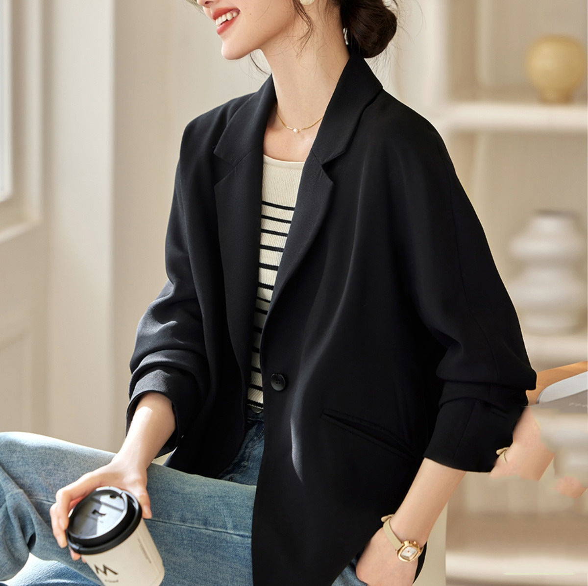 Ladies Elegant oversized Blazer jacket Drune