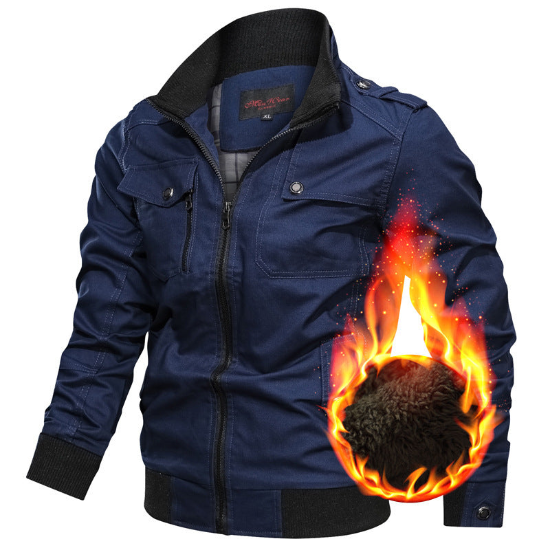 Men's Canvas Field Blouson with warming Teddy fleece lining, shoulder epaulettes, and ribbed cuffs Chichicherry