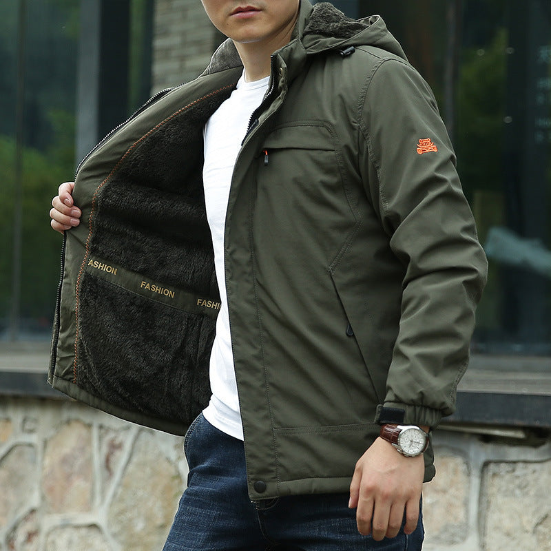 Men's padded hooded parka with teddy lining and windproof canvas look Chichicherry