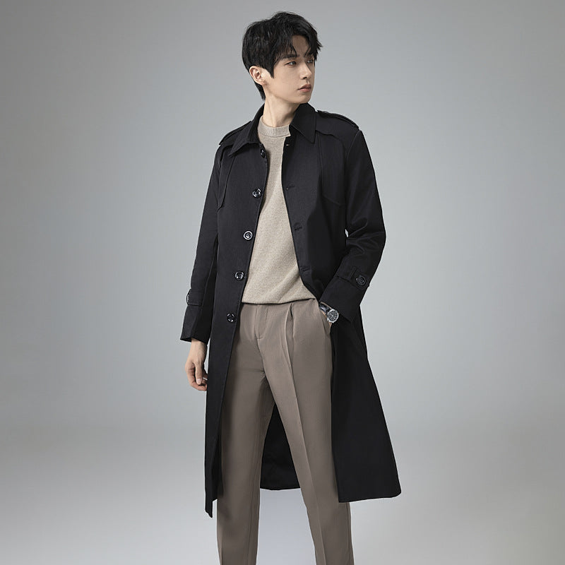 Men's trench coat with waist belt, shoulder flaps and classic button placket Chichicherry