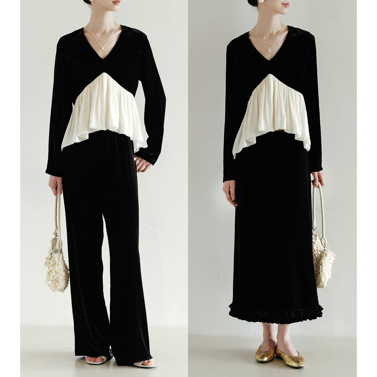 Ladies Elegant Blouse with Draping Chichicherry