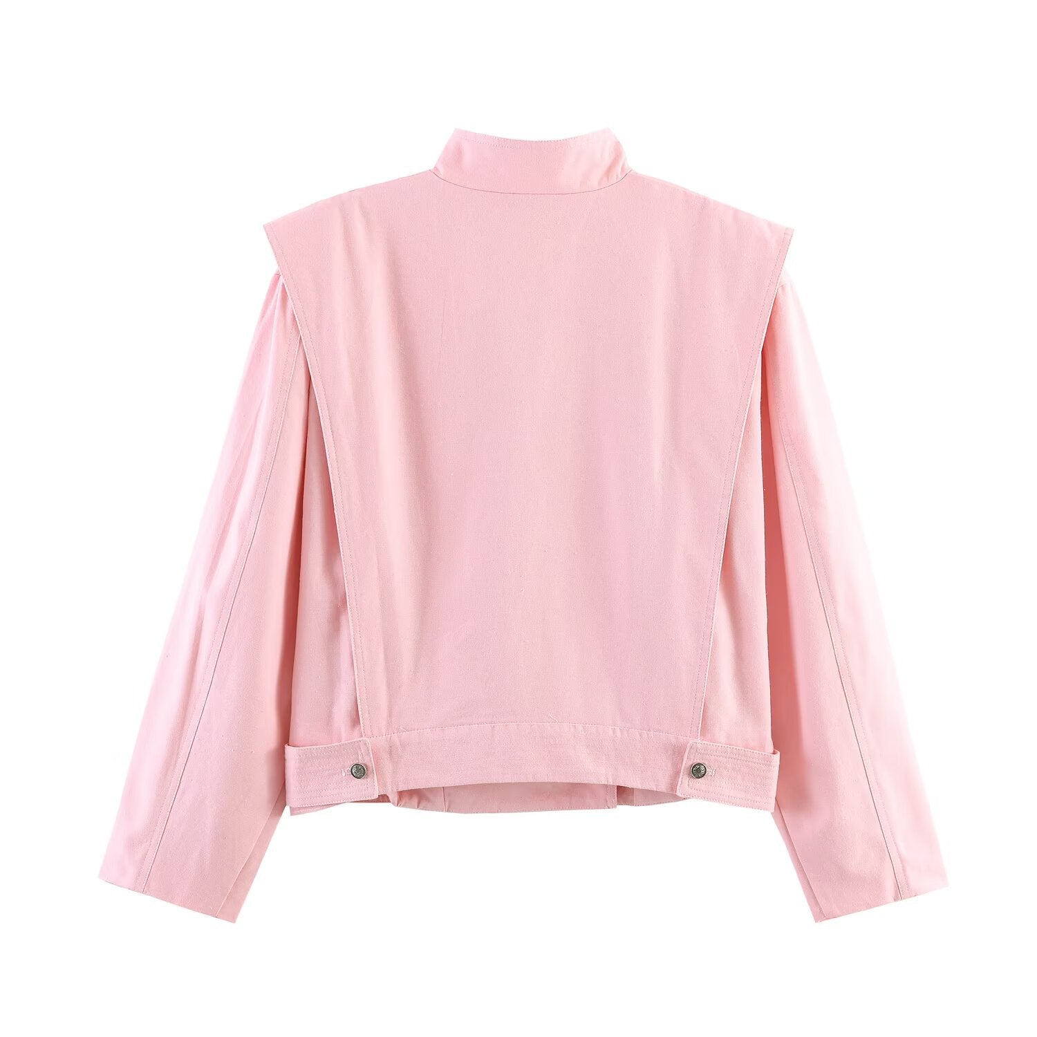 Women's short blazer in origami look with stand-up collar, asymmetric button placket, and patch pockets Chichicherry