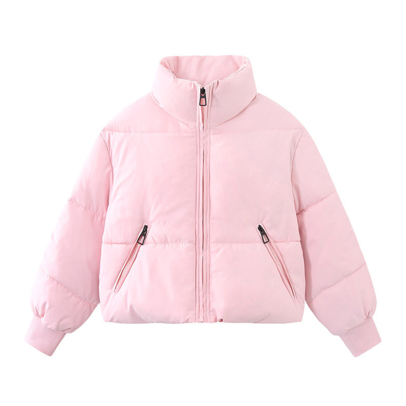 Women's Short Quilted Puffer with High Standing Collar and Ribbed Cuffs Chichicherry