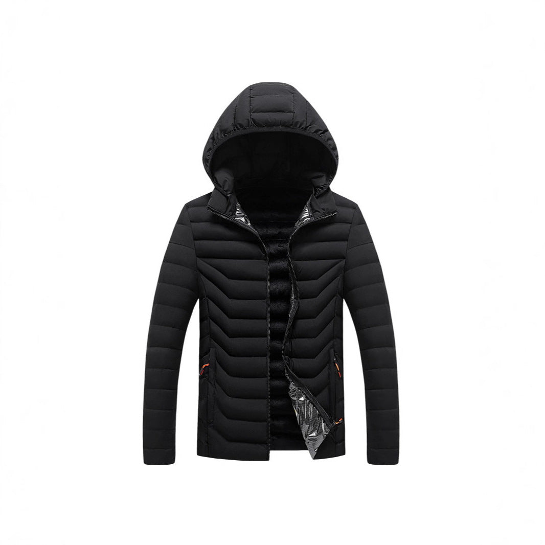 Men's ultra-light quilted hooded jacket with chevron quilting, windproof outer layer and thermal lining Chichicherry