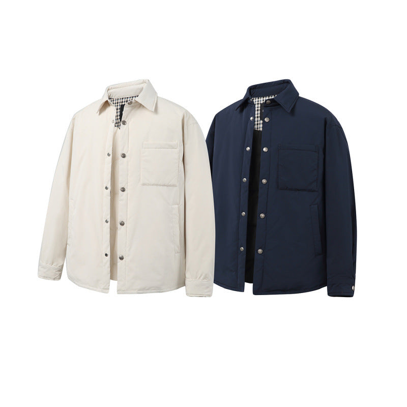 Unisex Boxy padded shirt jacket with snap buttons, chest pocket and thermal lining Chichicherry