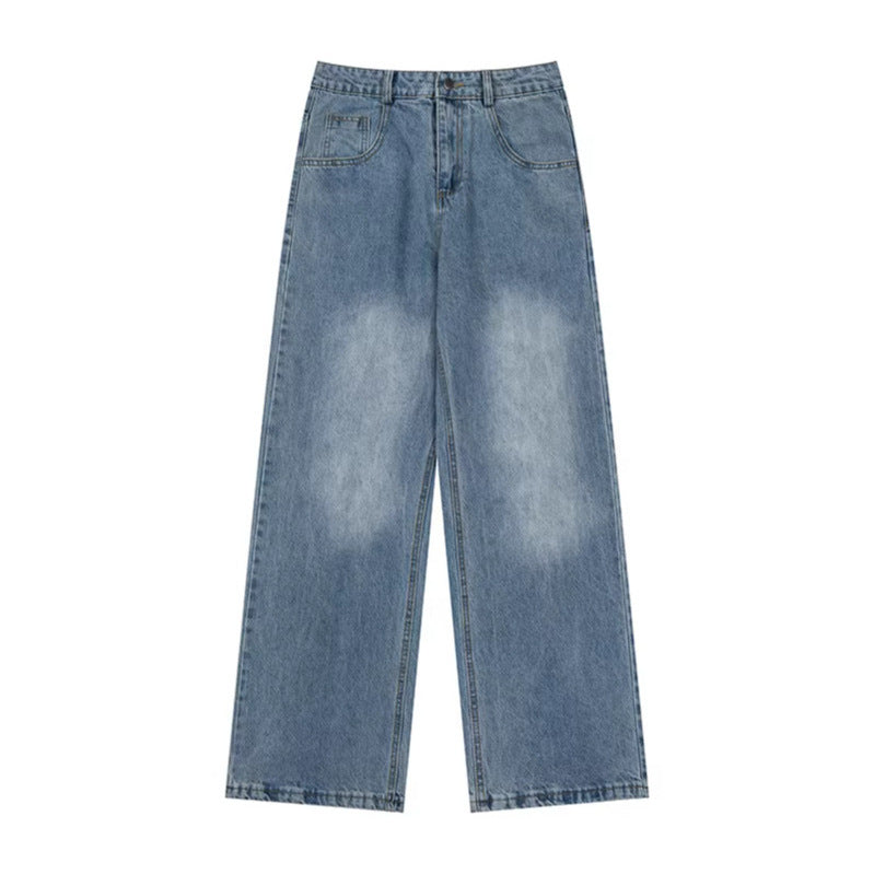 Women's wide high-waist jeans with straight, wide legs and embroidery on back pockets Chichicherry
