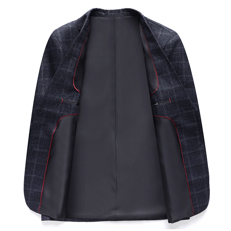 Men's Checked Business Blazer made of Wool Blend with Light Stretch and Patch Pockets Chichicherry